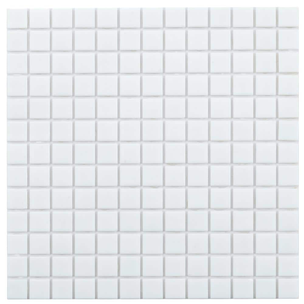 Rice White 12" x 12" Iridescent Glass Mosaic Tile