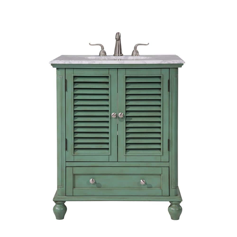 Simply Living 30 In.Single Bathroom Vanity In Vintage Mint with Italian Mar