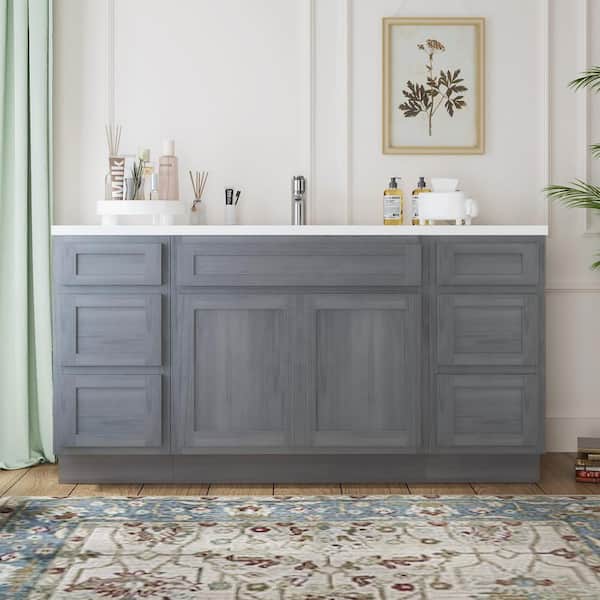 Vanity Art 69 in. W x 21 in. D x 32.5 in. H Bath Vanity Cabinet without Top in Silver