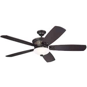 Crescent 56 in. Integrated LED Indoor Olde Bronze Downrod Mount Ceiling Fan with Wall Control