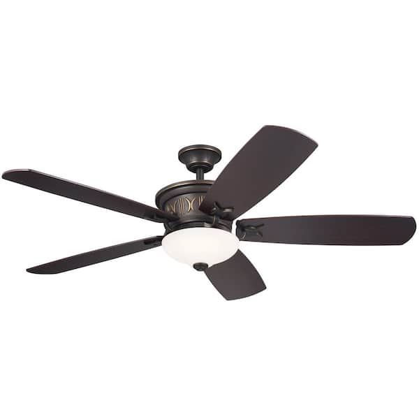 KICHLER Crescent 56 in. Indoor Olde Bronze Downrod Mount Ceiling Fan with Integrated LED with Wall Control Included