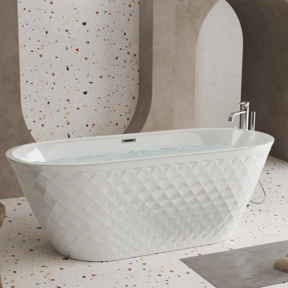 67 in. x 31.5 in. Acrylic Soaking Bathtub with Chrome Overflow and Pop-up Drain cUPC Certificate, Gloss White price history on PriceWatchPro