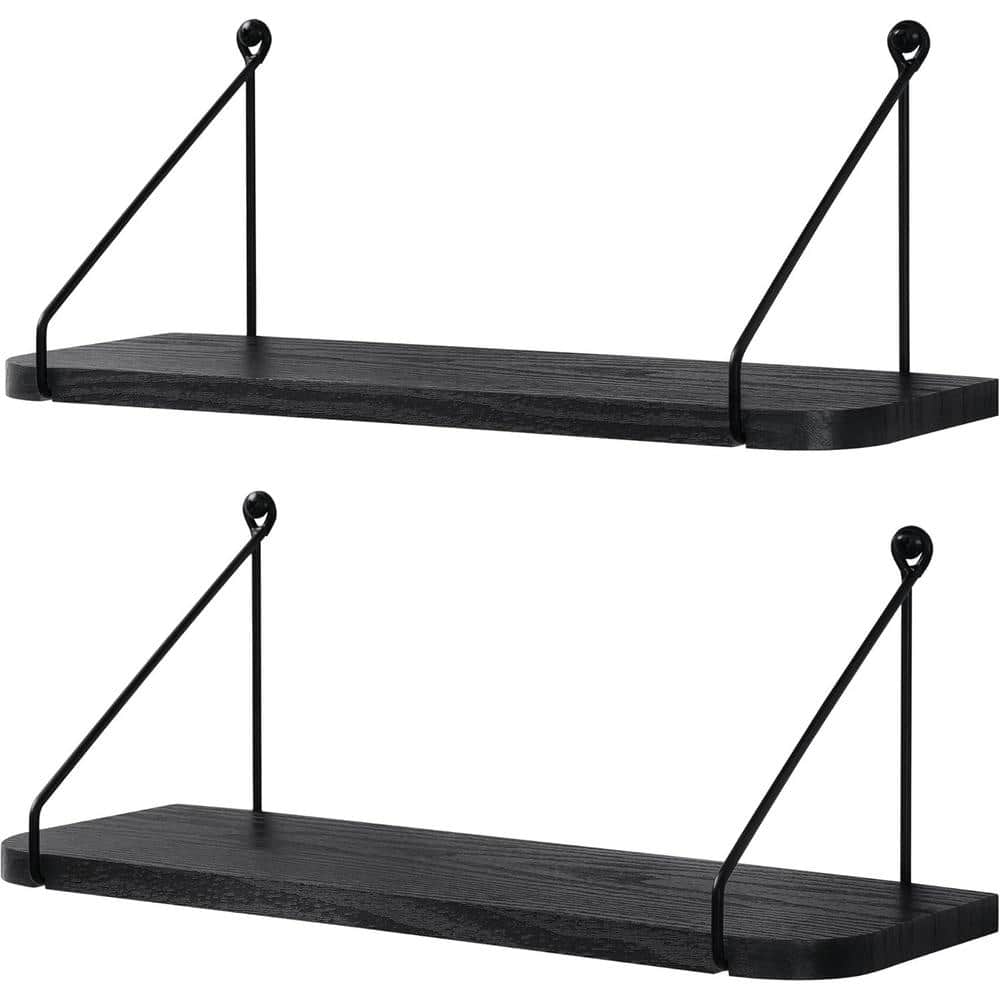 16.5 in. W x 5.7 in. D Black Decorative Wall Shelf, Floating Shelves for Wa