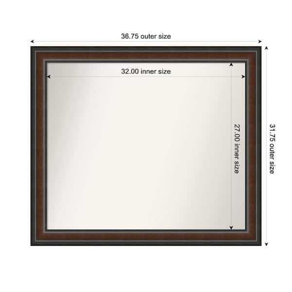 Amanti Art Cyprus Walnut 36.75 in. x 31.75 in. Custom Non-Beveled Wood Framed Bathroom Vantiy Wall Mirror