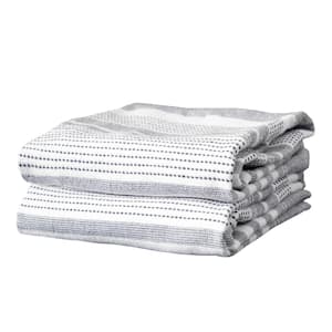 Graphite Skipping Stripe Dual Cotton Terry Kitchen Towel Set of 2