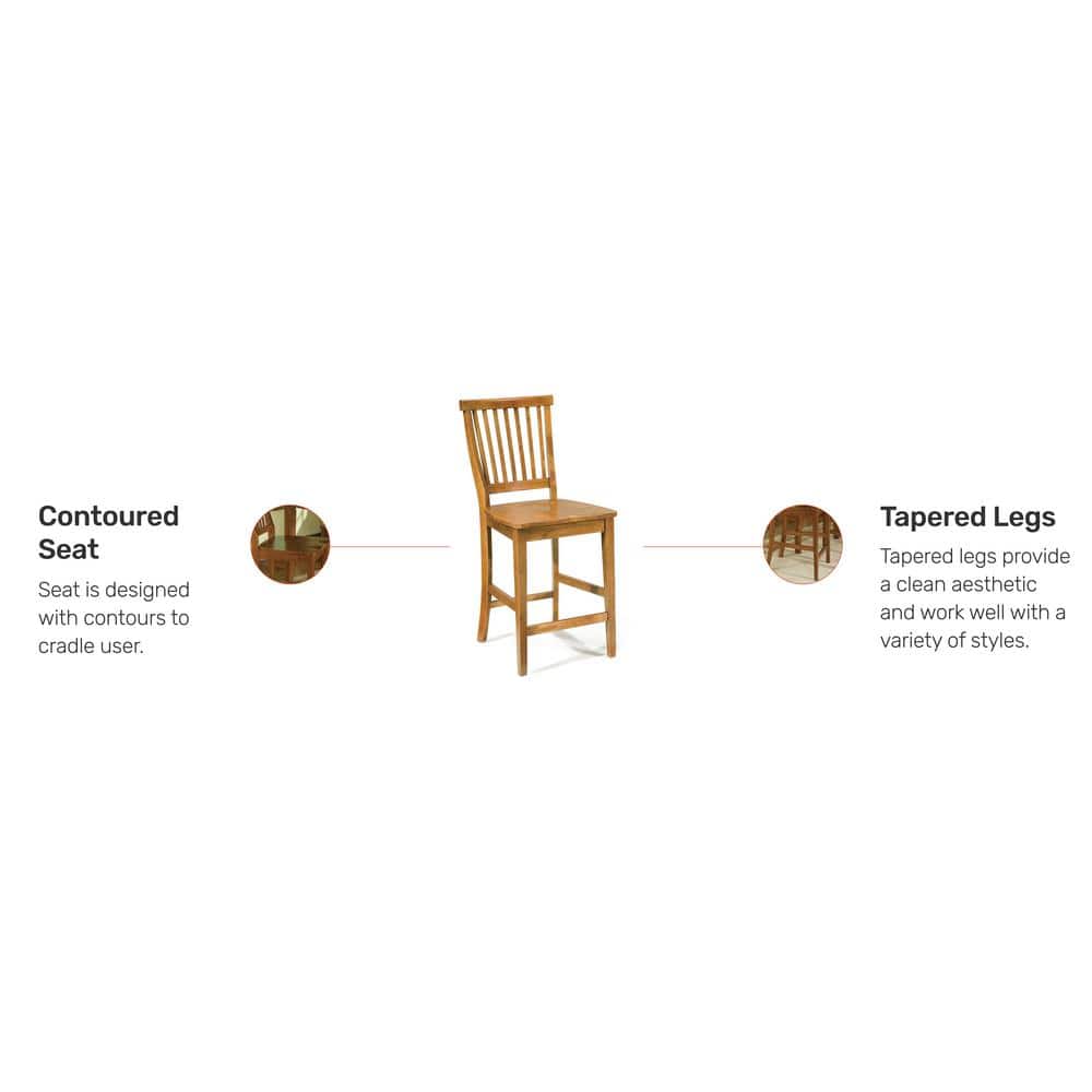 Cottage Oak 41" Wood Arts and Crafts Counter Stool