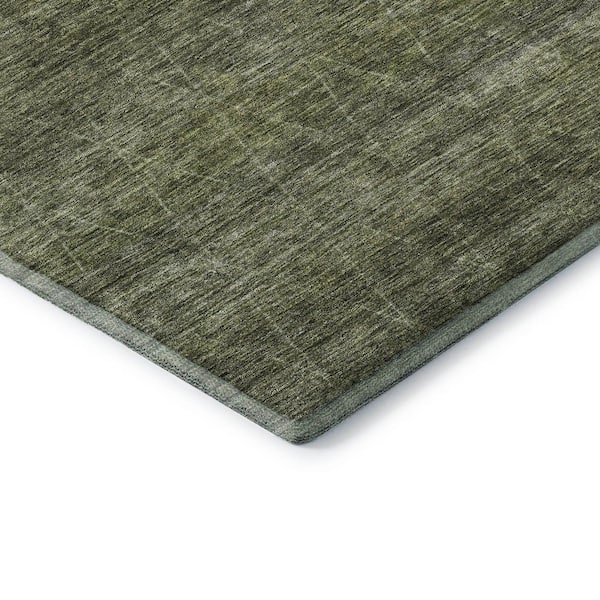 Mayfield Premium Machine Washable Abstract AMF1165 Olive 2 ft. 3 in. x 7 ft. 6 in. Runner Rug