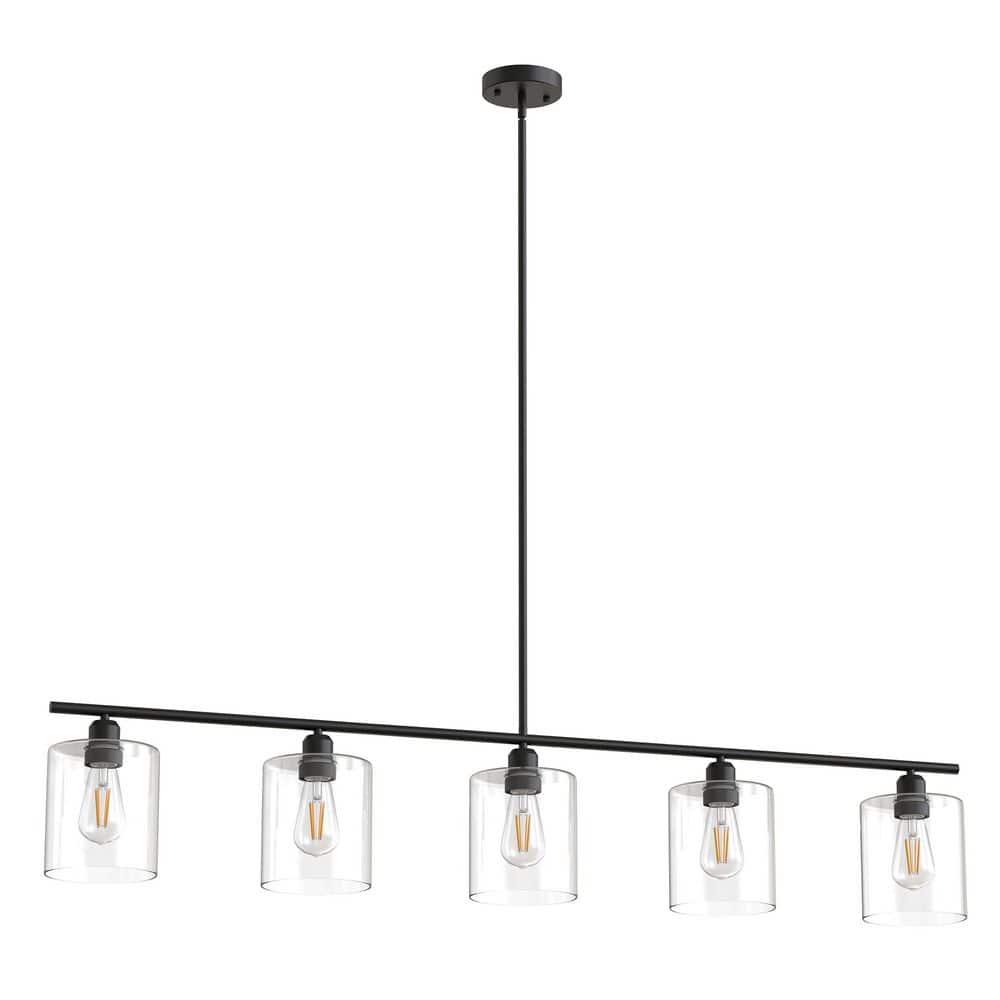 5-Light Black Cylinder Chandeliers Light Dimmable Fixtures with Clear Glass Shades for Dining Room Kitchen Island price history on PriceWatchPro