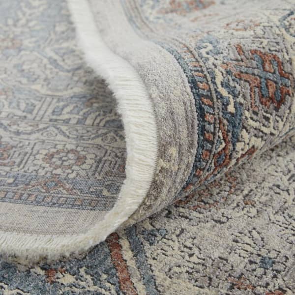 2 ft. x 8 ft. Blue, Ivory Floral Runner Rug