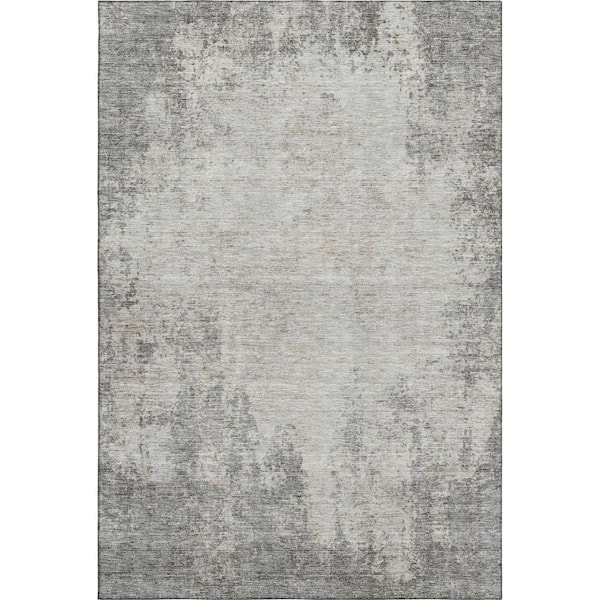 Mayfield Premium Machine Washable Abstract AMF940 Gray 8 ft. x 10 ft. Area Rug