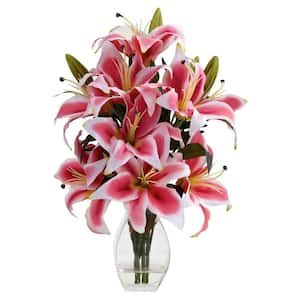 Artificial Rubrum Lily with Decorative Vase