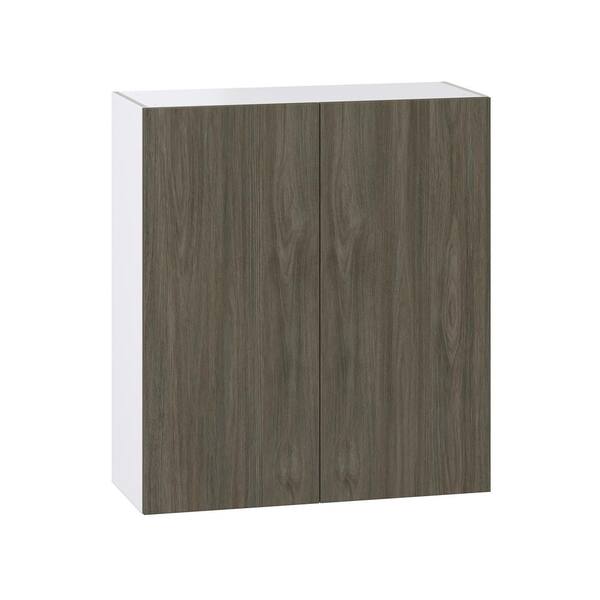 J COLLECTION 24 in. W x 40 in. H x 14 in. D Medora Textured Slab Walnut Assembled Wall Diagonal Corner Kitchen Cabinet