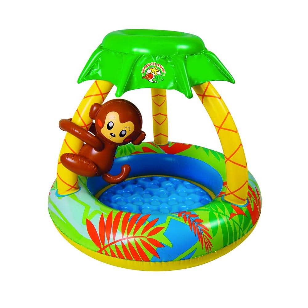 Go Bananas Monkey Multicolor Inflatable Kiddie Pool with Canopy