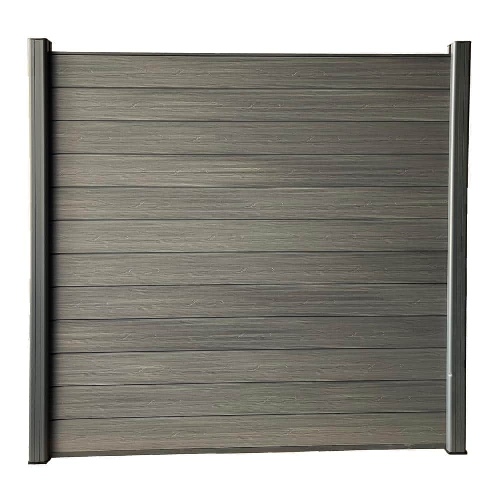 Complete Kit 6 ft. x 6 ft. Wood Grain Castle Gray WPC Composite Fence Panel