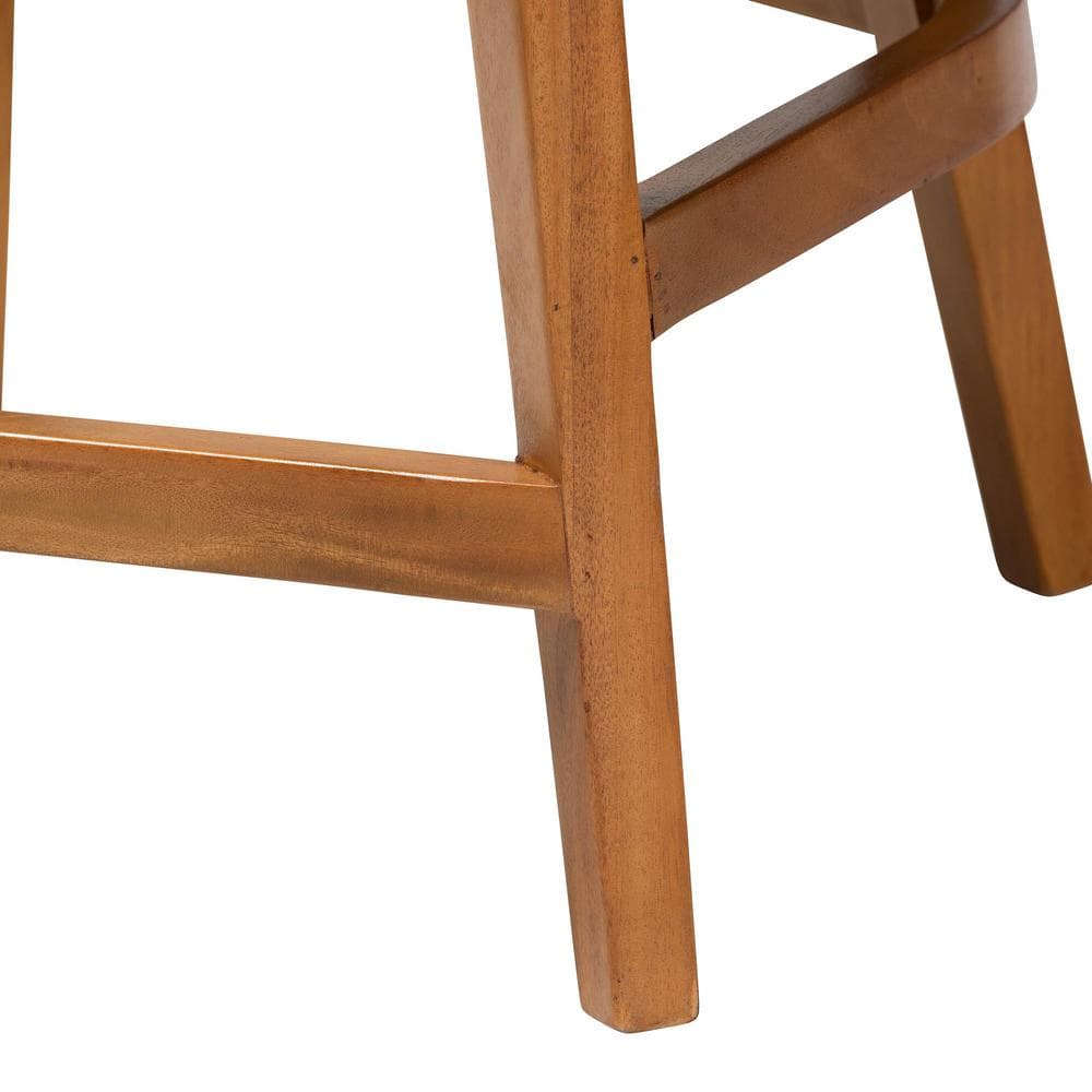 Natural Brown Mahogany and Seagrass Bohemian Counter Stool