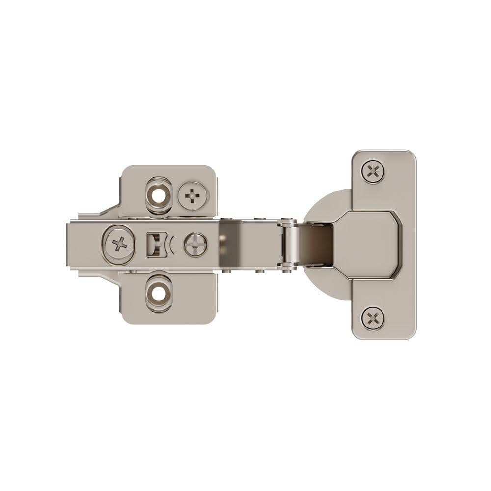 Nickel Finish Adjustable Frameless Cabinet Hinges - 2 Pack