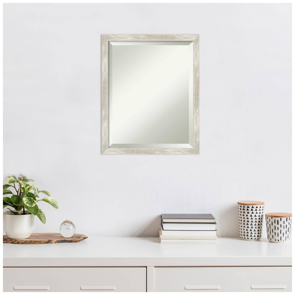 Silver Distressed Wood Framed Rectangular Wall Mirror