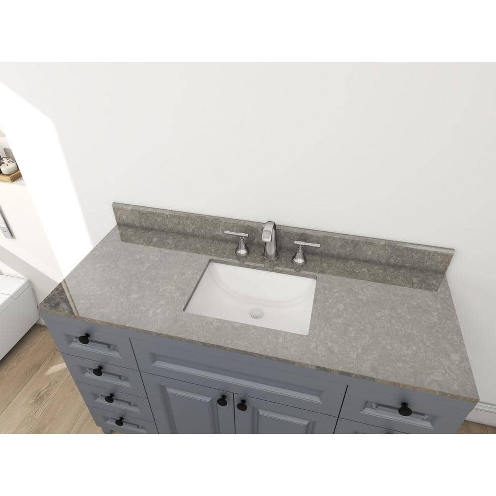 Charcoal Gray Quartz 49" Single Bathroom Vanity Top with Sink