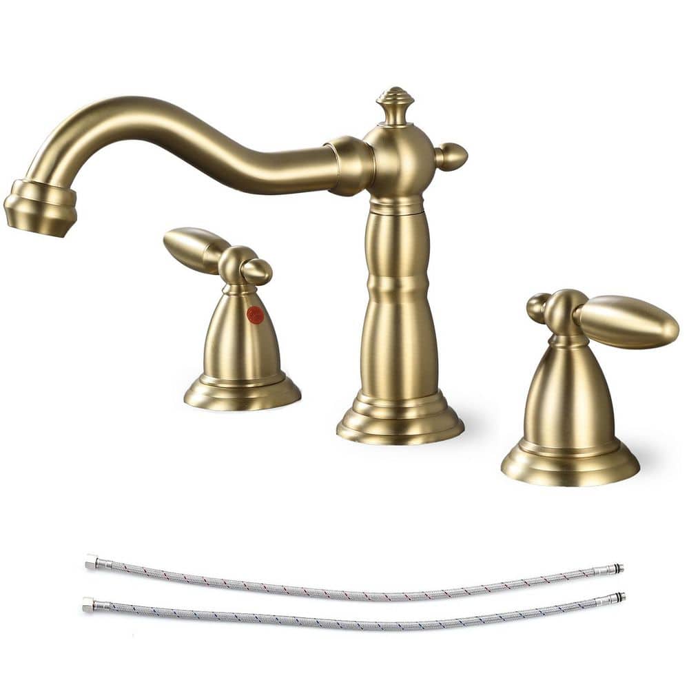 Double handle 8 in. Widespread Bathroom Faucet 3-Hole Bathroom Sink Faucet in Brushed Gold price history on PriceWatchPro