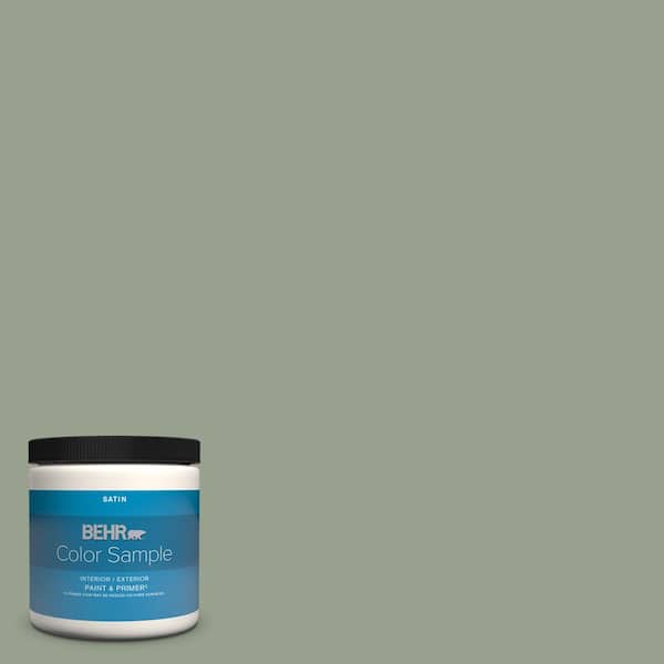 BEHR PREMIUM PLUS 8 oz. #N390-4 Bitter Sage Satin Enamel Interior/Exterior Paint & Primer Color Sample