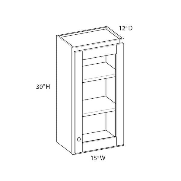 Unbranded Norfolk Shaker 15 in. W x 30 in. H x 12 in. D in Painted White Plywood Assembled Glass Door Wall w/ Finished Interior