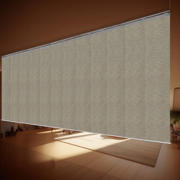EMOH Bark 140 in. x 260 in. W x 94 in. L Adjustable 12-Panel in Satin Nickel Double Rail Panel Track with 23.5 in. Slates