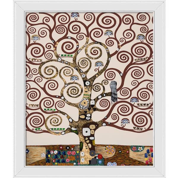 LA PASTICHE Tree of Life (Luxury Line) by Gustav Klimt Galerie White Framed Nature Oil Painting Art Print 24 in. x 28 in.