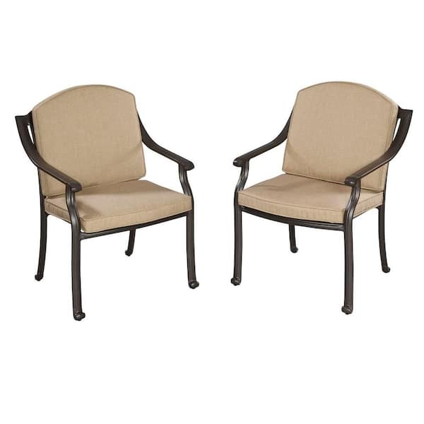 Home Styles Covington Patio Arm Chair with Antique Gold Cushions (Set of 2)