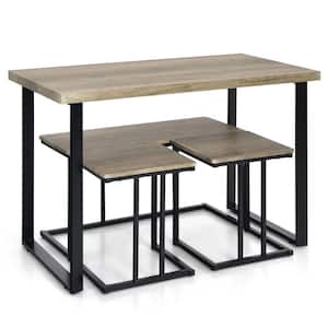 4-Piece Dining Table Set Industrial Dinette Set Kitchen Table with Bench and 2-Stools