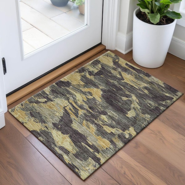 Mayfield Premium Machine Washable Abstract AMF1344 Charcoal 2 ft. x 3 ft. Area Rug