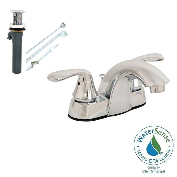 EZ-FLO Tuscany Collection 4 in. Centerset 2-Handle Bathroom Faucet with Pop-Up in Chrome