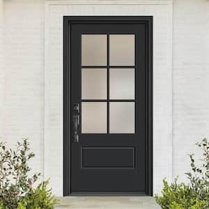 Performance Door System 36 in. x 80 in. VG 6-Lite Right-Hand Inswing Pearl Black Smooth Fiberglass Prehung Front Door