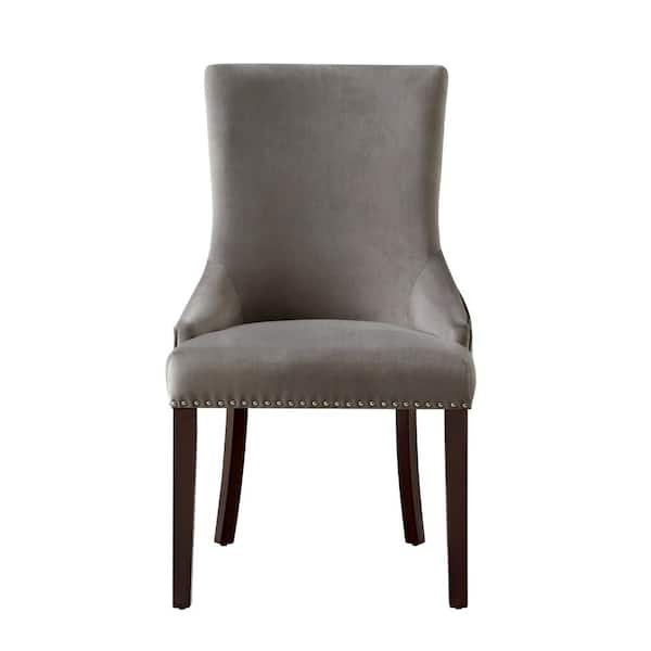 abbyson newport grey leather nailhead trim dining chair