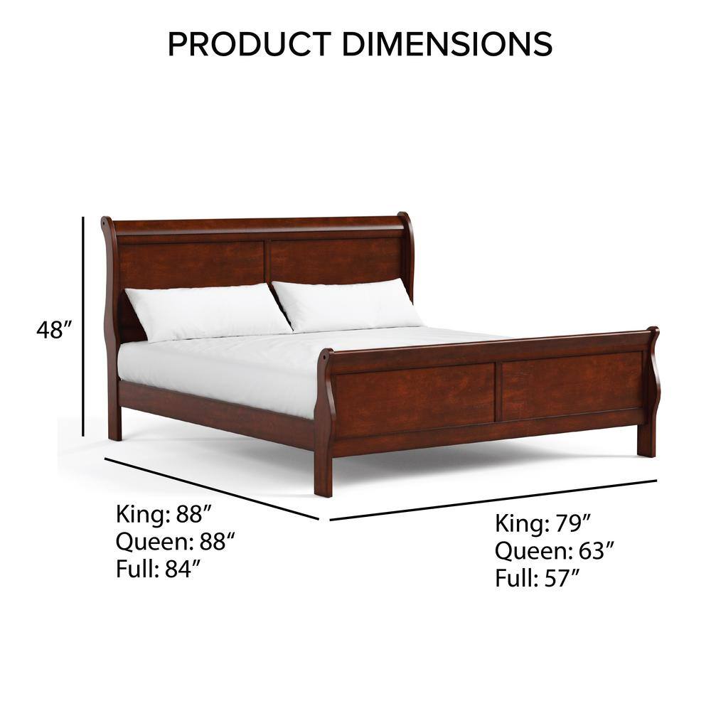 White Traditional Wood Sleigh Full Bed Frame with Headboard and Footboard