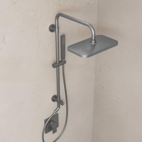 Dual-Function Shower System with Rainfall Shower Head, Handheld Sprayer in Brushed Nickel (Valve Included)