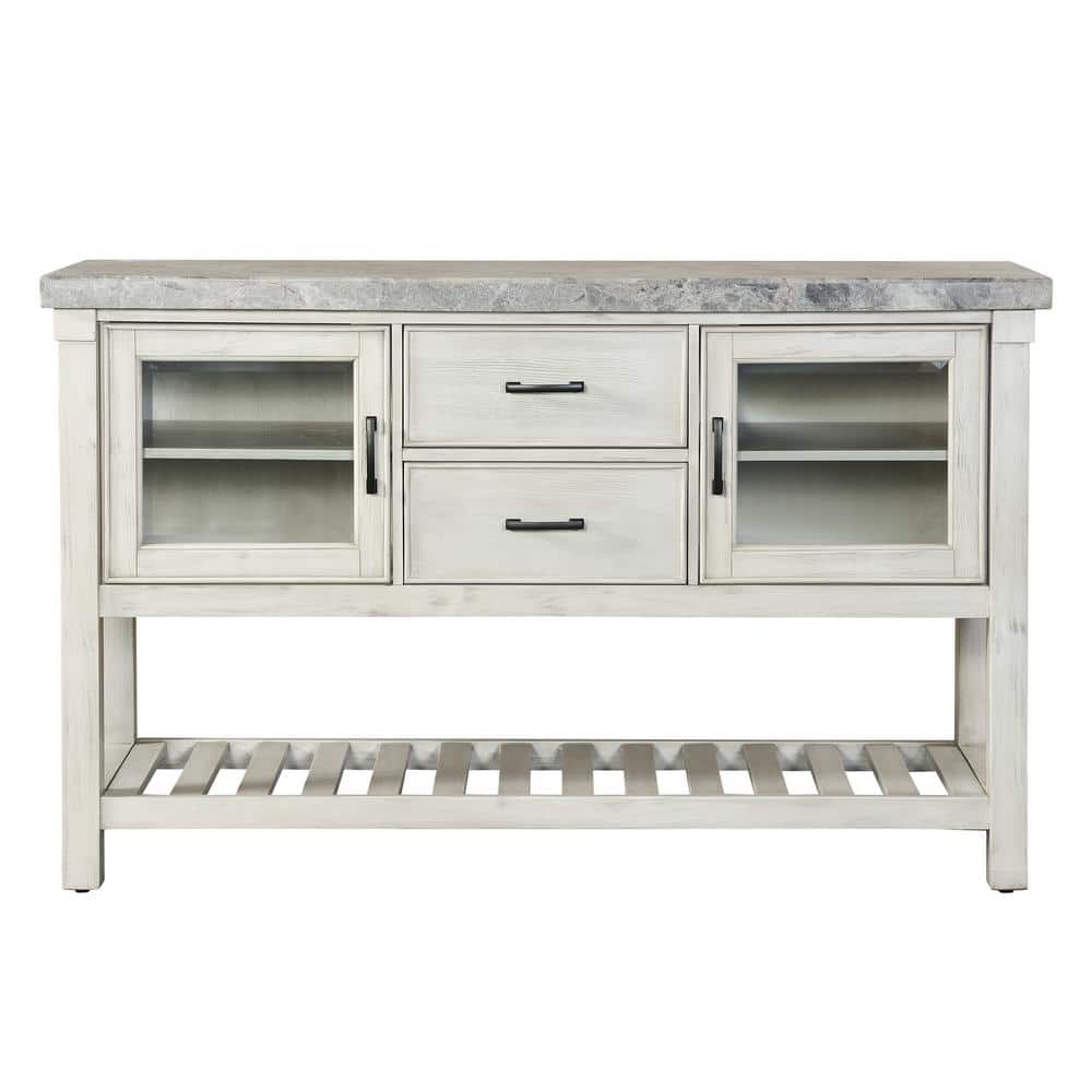 Steve Silver Canova Weathered White Marble Top Server CV500SV