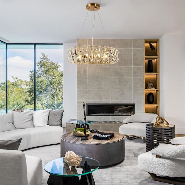 Eurydamas 6-Light Plating Brass Circle Chandelier with Crystal Accents