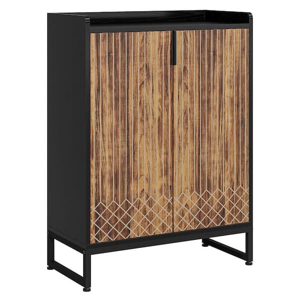 BYBLIGHT 41 in. H x 29.52 in. W Black Wood Shoe Storage Cabinet 5-Tier Shoe Rack Organizer Cabinet, Freestanding Storage Cabinet