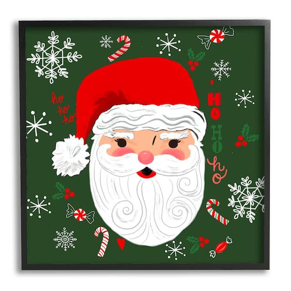 Stupell Industries Jolly Santa on Green by Sharon Lee 1 Piece Framed Graphic Print People Poster Art Print 24 in. x 24 in.