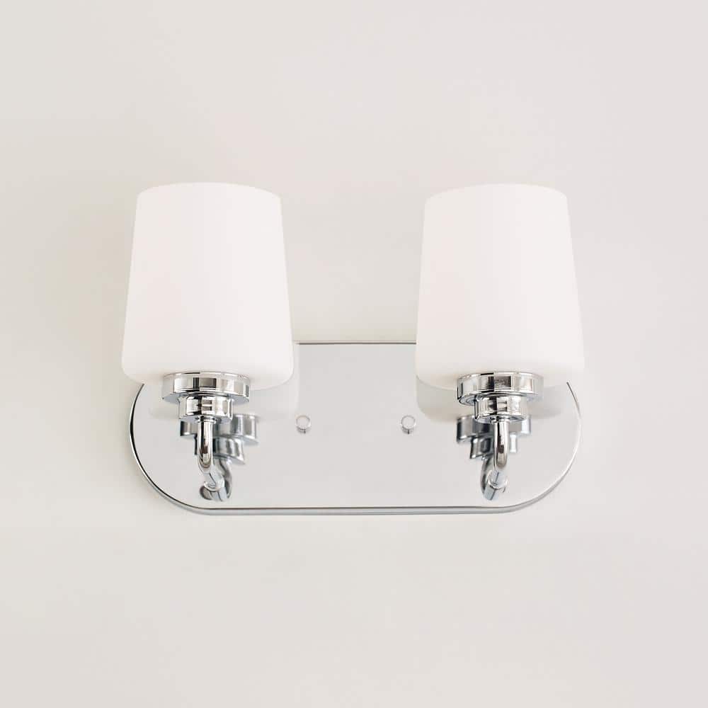 Elegance Chrome 2-Light Vanity with Etched White Glass Shade