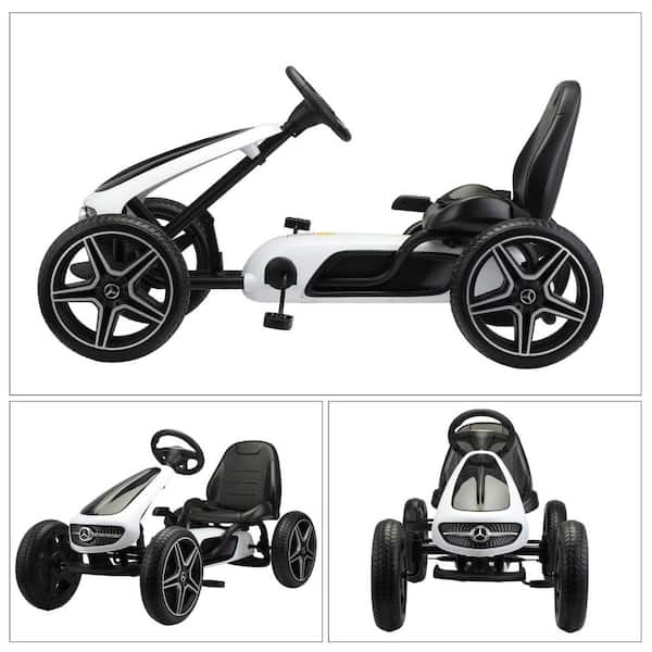 Red Go Kart, Powered Ride On Pedal Go Kart, Kids' Pedal Cars for Outdoor,  Racer Pedal Car with Anti-slip Tires, Music and Horn, Racer Bicycle with