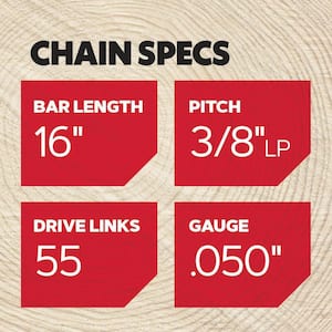 S55 Chainsaw Chain for 16 in. Bar, Fits McCulloch, Stihl, Craftsman, Wen, Poulan and more