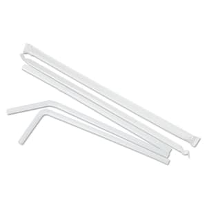White Flexible Wrapped Disposable Plastic Straws, 7.75 in., 500/Pack, 20 Packs/Carton