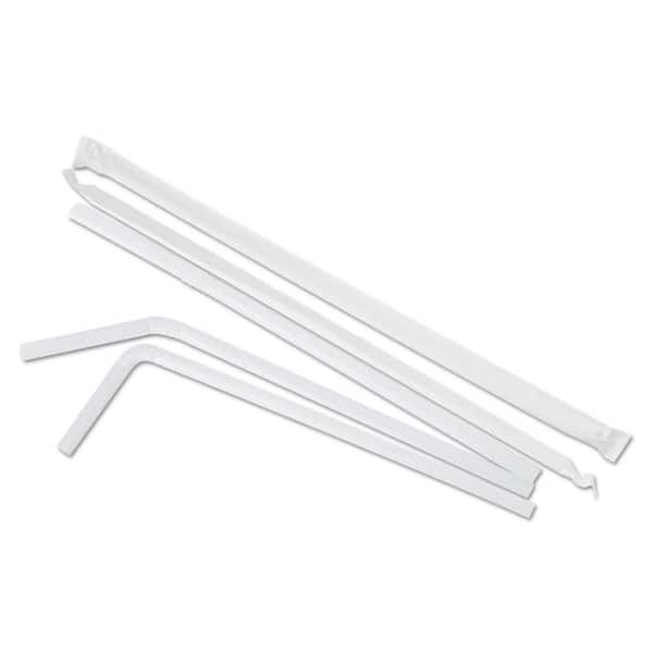 Boardwalk White Flexible Wrapped Disposable Plastic Straws, 7.75