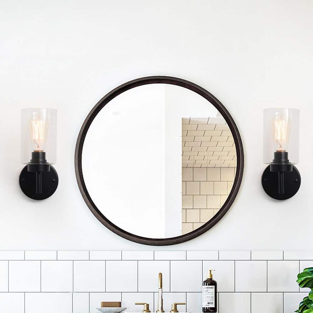 2 Pieces 4.72 in. 1-Light Matte Black Wall Sconce with Clear Glass Shade, Indoor Wall Light Fixture for Hallway Bathroom price history on PriceWatchPro