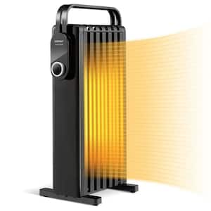 1500-Watt Black Electric Oil-Filled Radiator Heater Space Heater with Foldable Rack