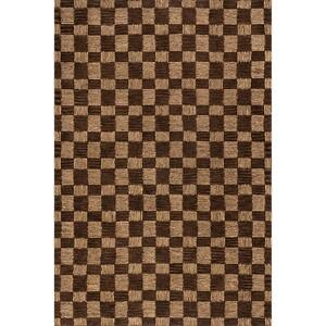 Quince Checkered Wool Brown 3 ft. x 5 ft. Indoor/Outdoor Patio Rug