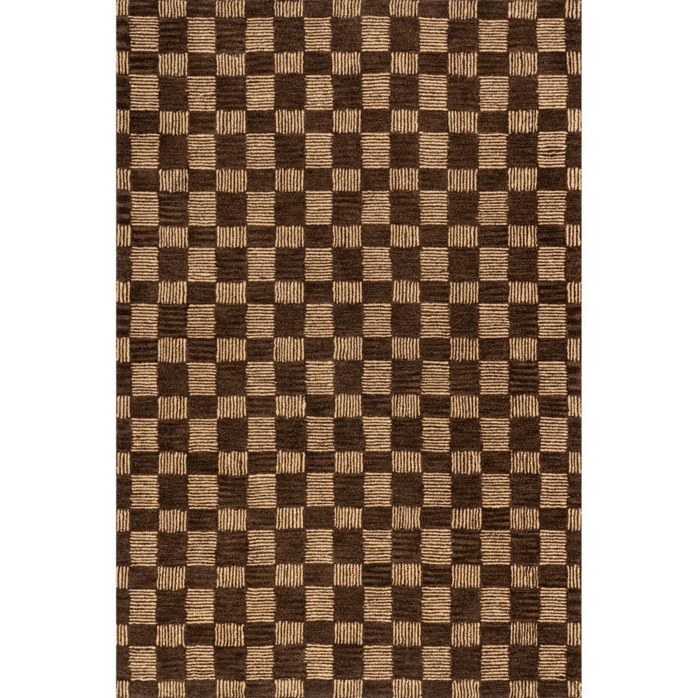 Handmade Brown Wool Rectangular Tufted Area Rug, 5' x 8'