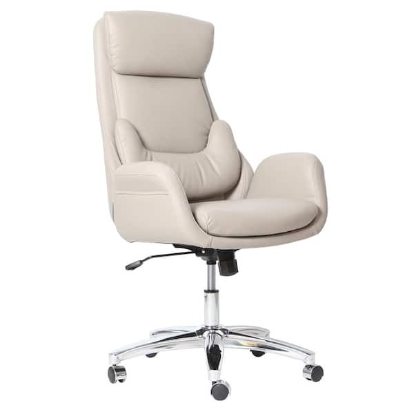 Techni Mobili Beige Ergonomic Home Office Executive Chair with Lumbar Support