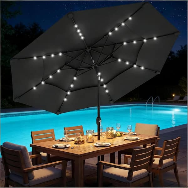 black umbrella for patio table US Weight Premium Fillable Base This patio umbrella features solar 21" Sqaure Outdoor Side Table